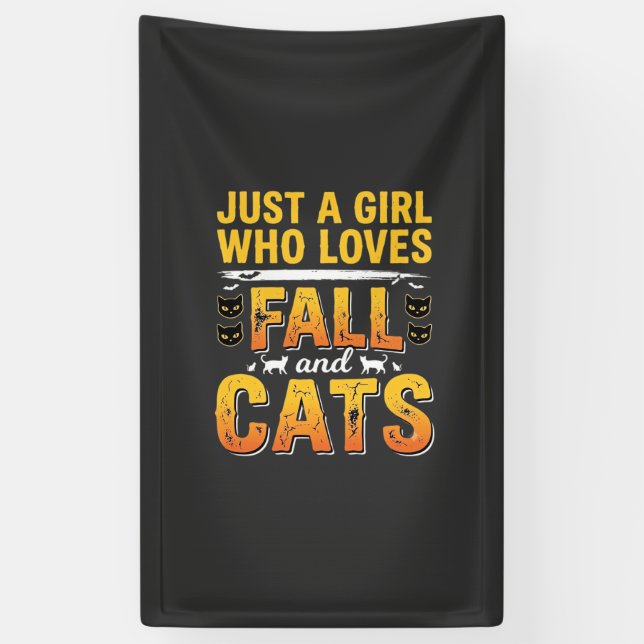 Banderoles Conception de chats fille d'automne Halloween_1 (Vertical)