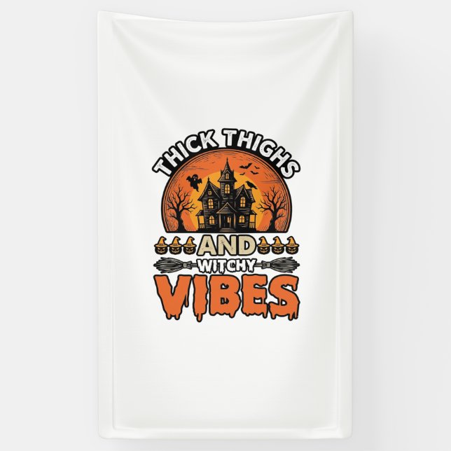 Banderoles Conception de chemise Halloween Thick Thighs Witch (Vertical)