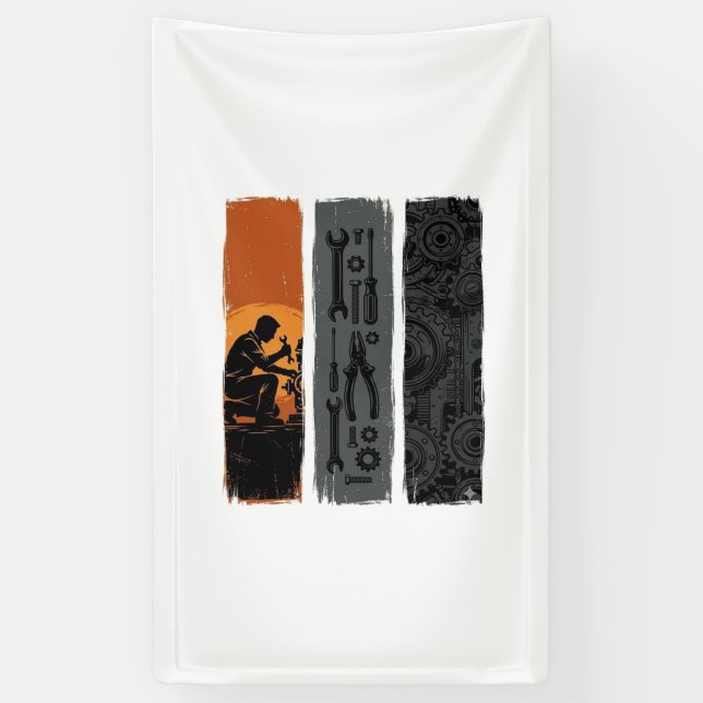 Banderoles Conception de chemise triptyque d'outils de mécani (Vertical)