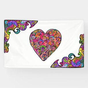 BANDEROLES CONCEPTION DE COEURS HIPPIE