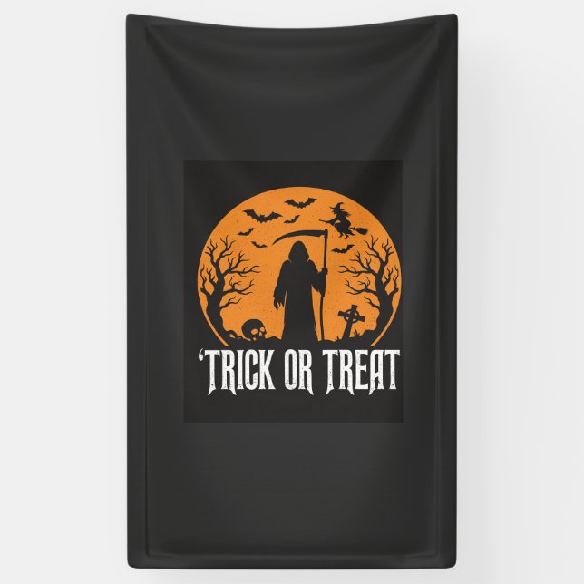 Banderoles Conception de la Faucheuse pour Halloween Trick or (Vertical)