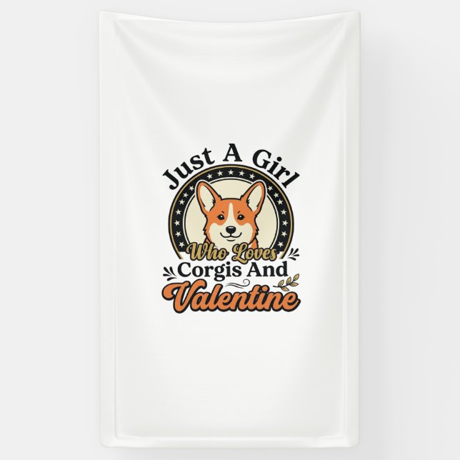 Banderoles Conception de la Saint-Valentin Corgi pour les ama (Vertical)