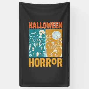 Banderoles Conception de maison hantée Halloween Moon Skeleto