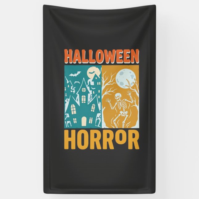 Banderoles Conception de maison hantée Halloween Moon Skeleto (Vertical)