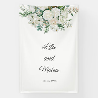 Banderoles Conception de mariage aux roses blanches d'hiver