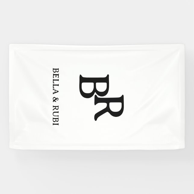 Banderoles Conception de monogramme de mariage élégant noir e (Horizontal)