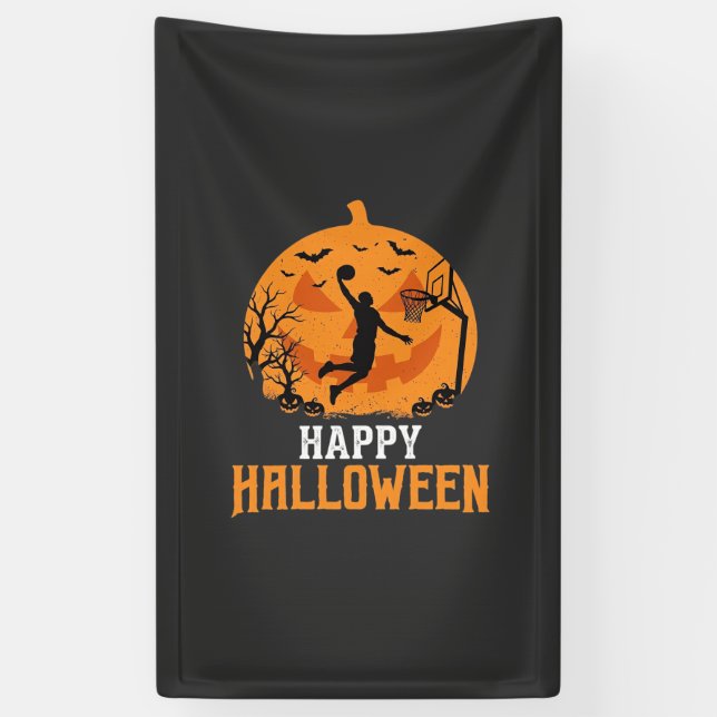 Banderoles Conception de panier de basketball Halloween Dunk  (Vertical)