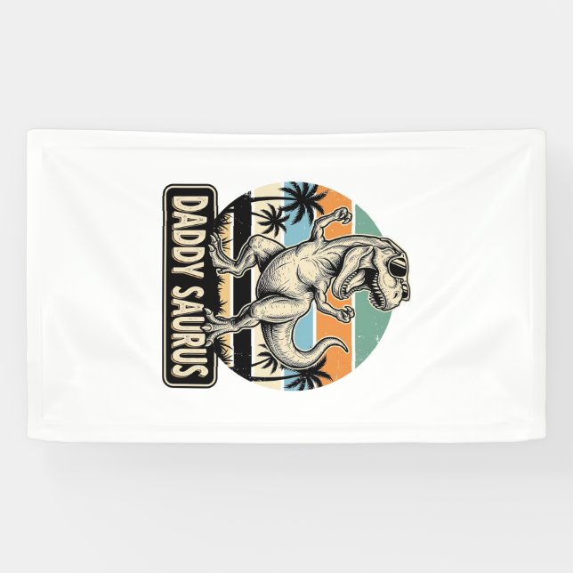 Banderoles Conception de t-shirt de dinosaure rétro Daddy Sau (Horizontal)