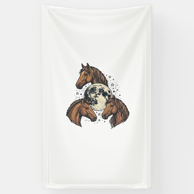 Banderoles Conception de T-Shirt Vectoriel de Cheval de Lune  (Vertical)