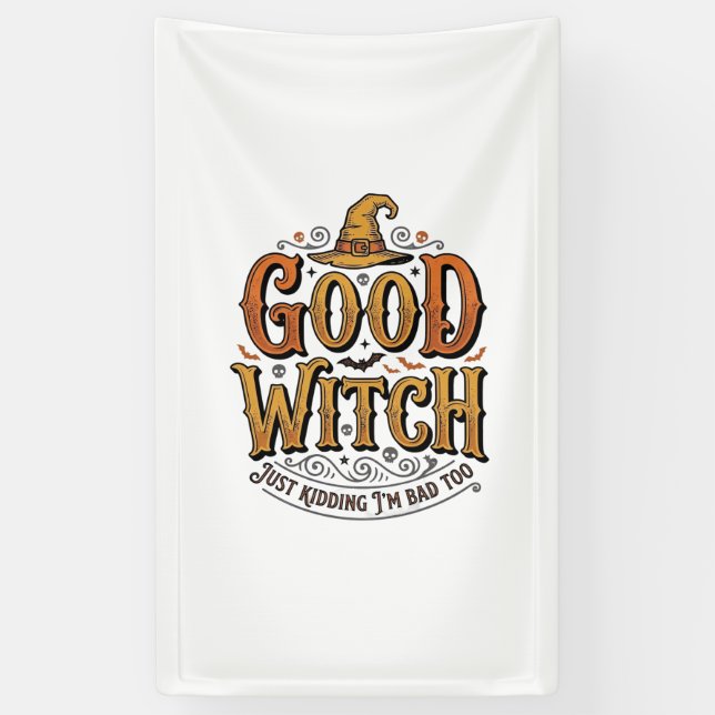 Banderoles Conception de typographie Halloween sorcière genti (Vertical)