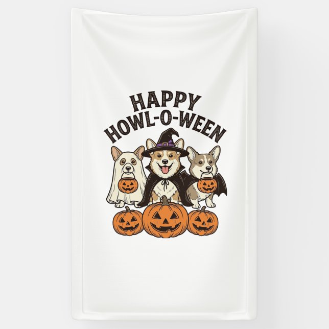 Banderoles Conception de vecteur de chien de Halloween de Cor (Vertical)