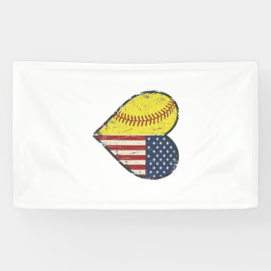 Banderoles Conception de vecteur vintage de coeur de softball