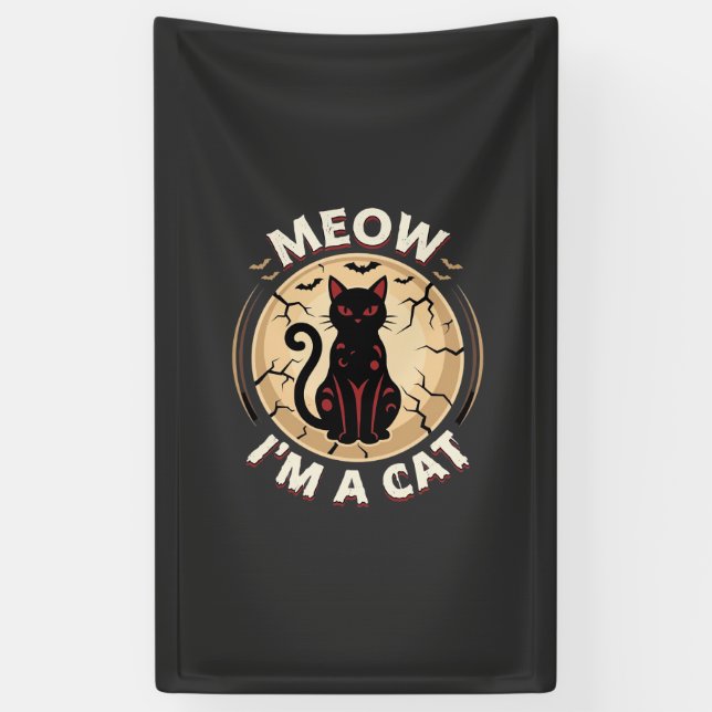 Banderoles Conception graphique de chat Meow Halloween_1 (Vertical)