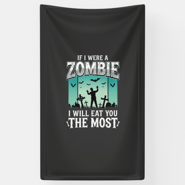 Banderoles Conception Halloween Je vais te manger Zombie_1 (Vertical)