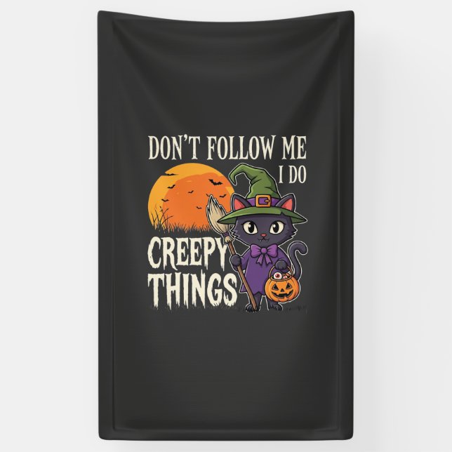 Banderoles Conceptions de chat de sorcière d'Halloween de cho (Vertical)