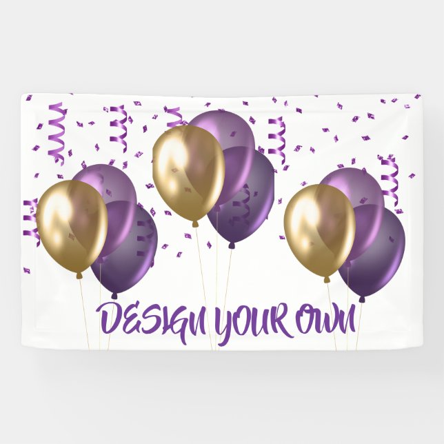 Banderoles Concevez Votre Propre Fête Violette (Horizontal)