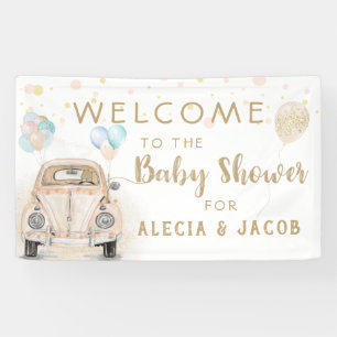 Banderoles Conduire Par Baby shower Voiture Peach Or