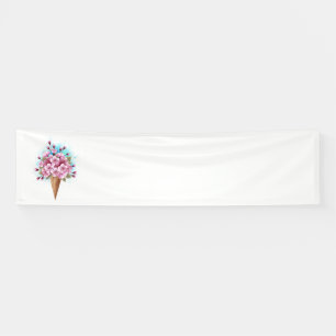 Banderoles Cône rose Sakura crème glacée gaufre