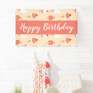Banderoles Cones De Crème De Glace Avec Saupoudrage Anniversa
