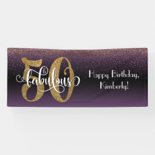 Banderoles Confetti 50 & Fabulous Birthday Purple Black Ombre