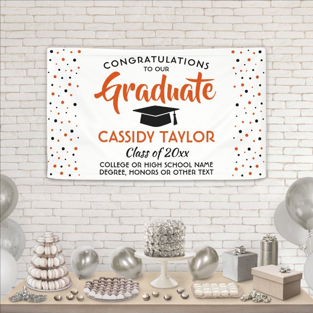 Banderoles Confetti moderne Orange blanc et noir (Créateur téléchargé)
