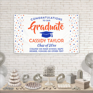 Banderoles Confetti Moderne Orange Bleu et Blanc