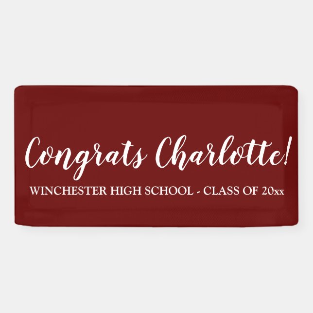 Banderoles Congrats vin marron coutume script texte graduatio (Horizontal)