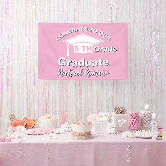 Banderoles Congratulations 5th Grade Graduation Pink