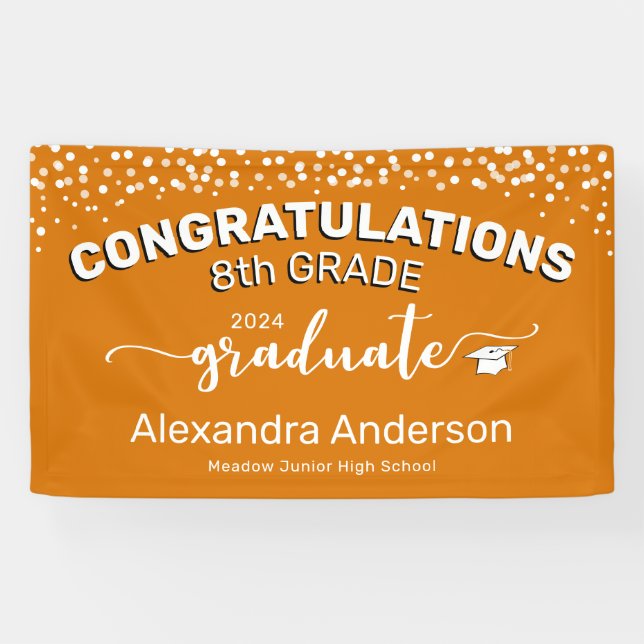 Banderoles Congratulations 8e Grade Graduate Orange (Horizontal)