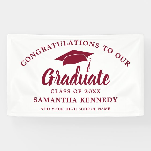Banderoles Congratulations Graduate Simple Burgundy And White (Horizontal)