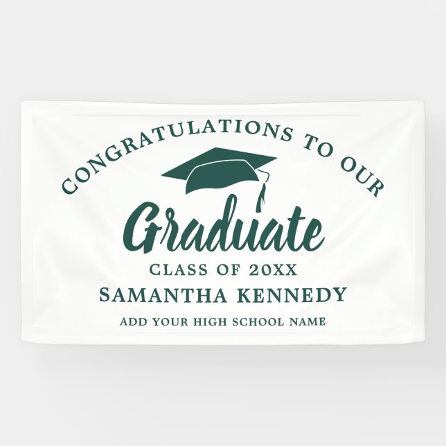 Banderoles Congratulations Graduate Simple Green And White (Horizontal)
