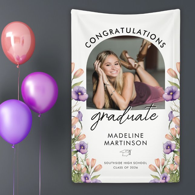 Banderoles Congratulations Graduate Wildflowers Arch Photo (Créateur téléchargé)