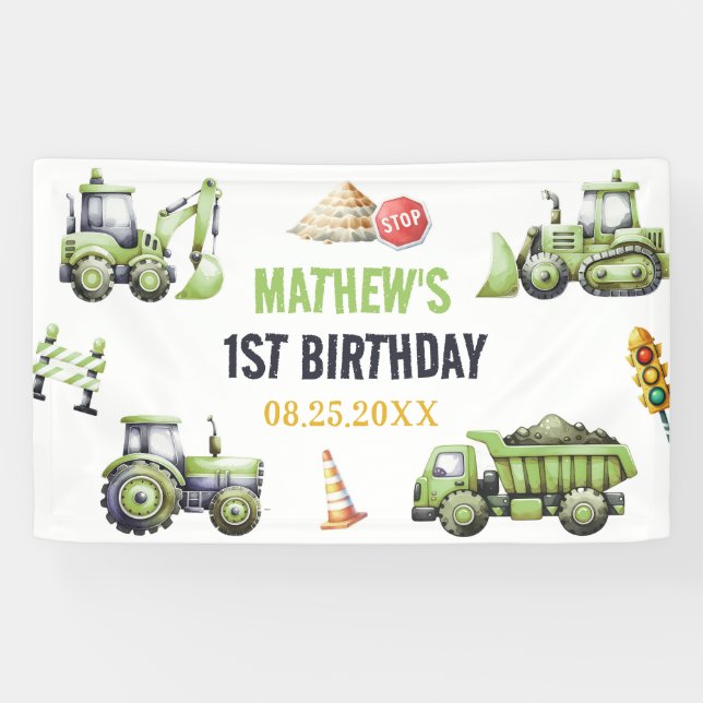 Banderoles Construction Kids 1st Birthday Party (Horizontal)