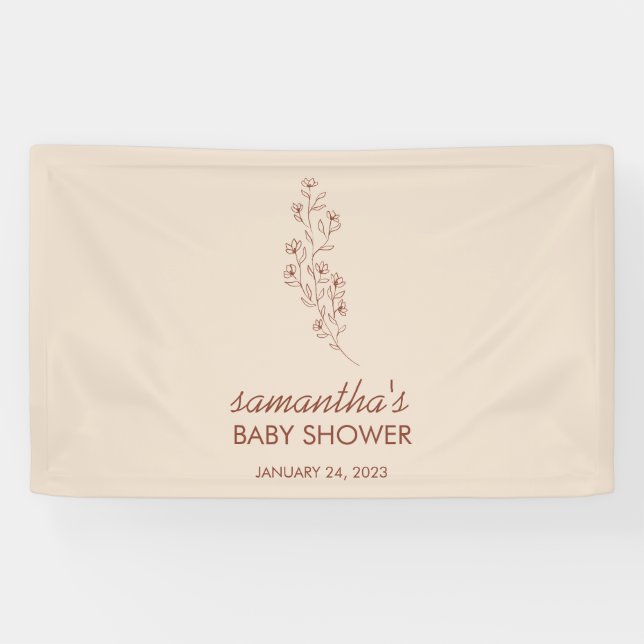 Banderoles Contemporary Botanical Baby Shower Calligraphy Art (Horizontal)