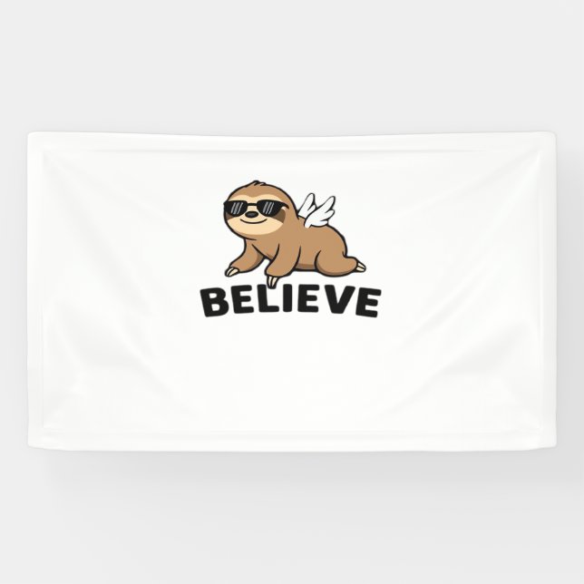 Banderoles Cool Flying Sloth Croyez Drôle Motivational Design (Horizontal)