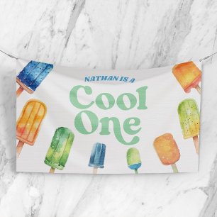 Banderoles Cool One Blue Retro Popsicle 1er anniversaire fête