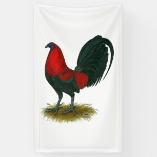 Banderoles Coq de combat américain :  Brun Rouge