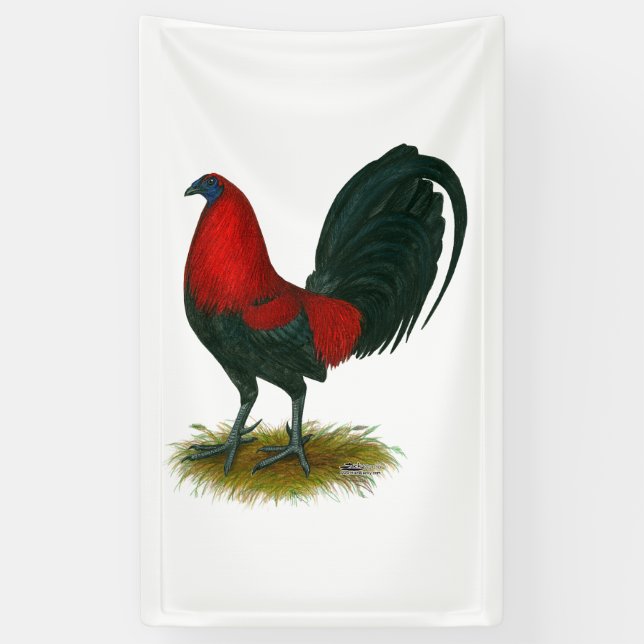 Banderoles Coq de combat américain :  Brun Rouge (Vertical)