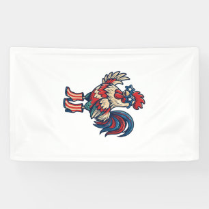 Banderoles Coq Patriotique en Talons Gravure Vintage T-Shirt