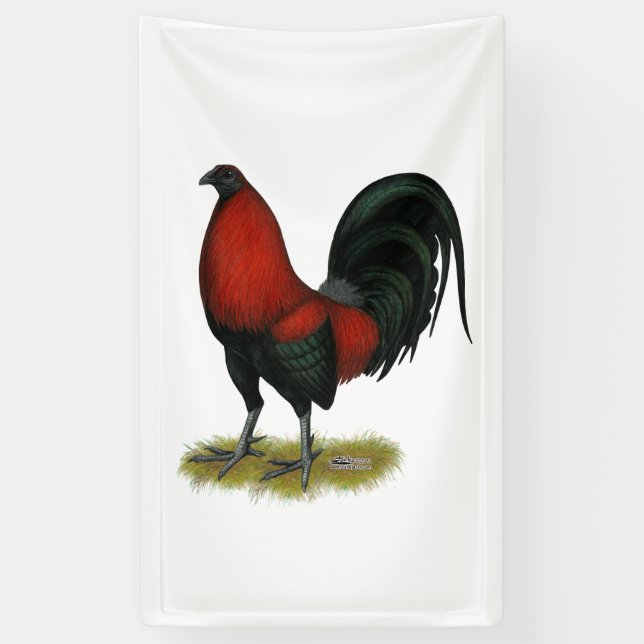 Banderoles Coq Rouge Noir BB Américain (Vertical)