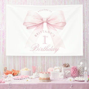 Banderoles Coquette Bow rose Premier anniversaire