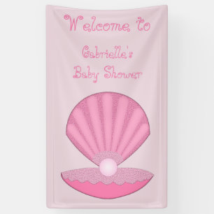 Banderoles Coquille d'huîtres pour fille rose et Baby shower 