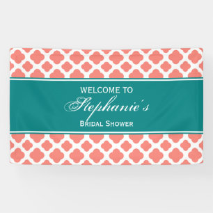 Banderoles Coral rose Quatrefoil Motif avec Turquoise Bride