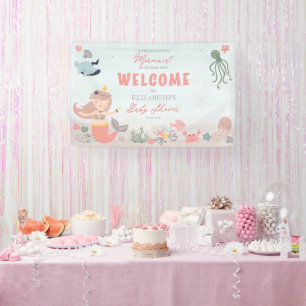 Banderoles Coral Sweet Petite Sirène Baby shower Fille de mer