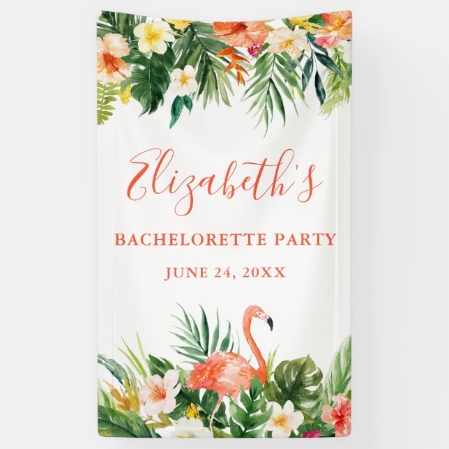 Banderoles Coral Tropical Floral Bachelorette Party (Vertical)