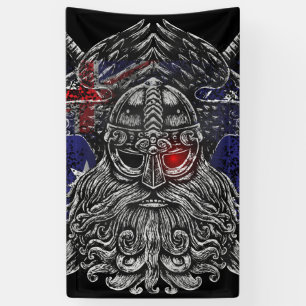 Banderoles Corbeaux d'Odin épées Mythologie Viking drapeau Au