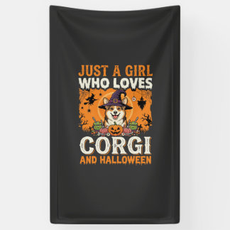 Banderoles Corgi Halloween Sorcière Fille Horreur Vintage