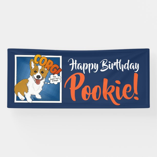 Banderoles Corgi, le superhéros des chiens ! (Horizontal)