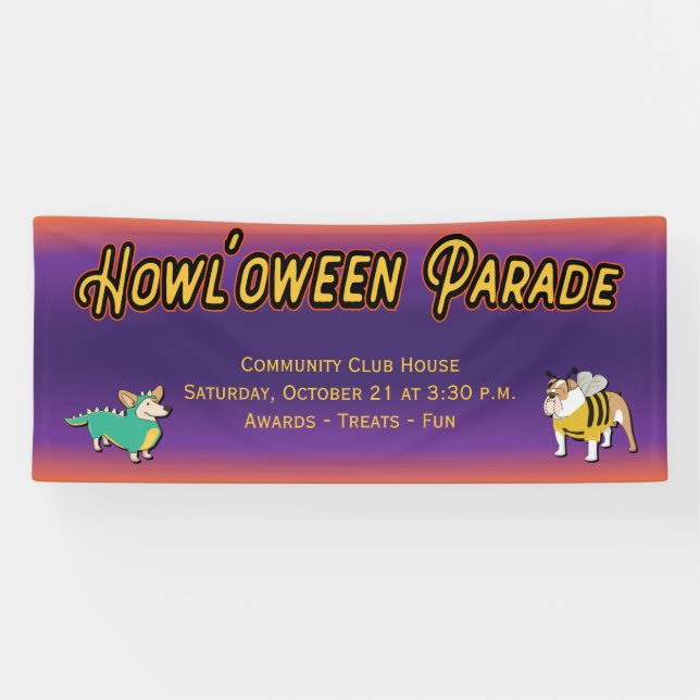 Banderoles Cortège de costumes d'Halloween pour chiens (Horizontal)