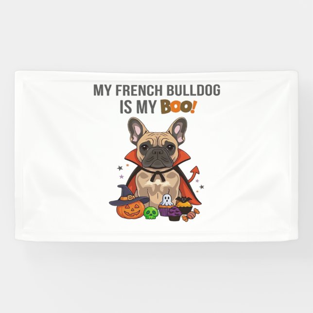 Banderoles Costume d'Halloween pour chien français Mon Bulldo (Horizontal)